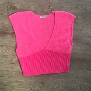 Free People Pink Ribbed Sleeveless Crop Top